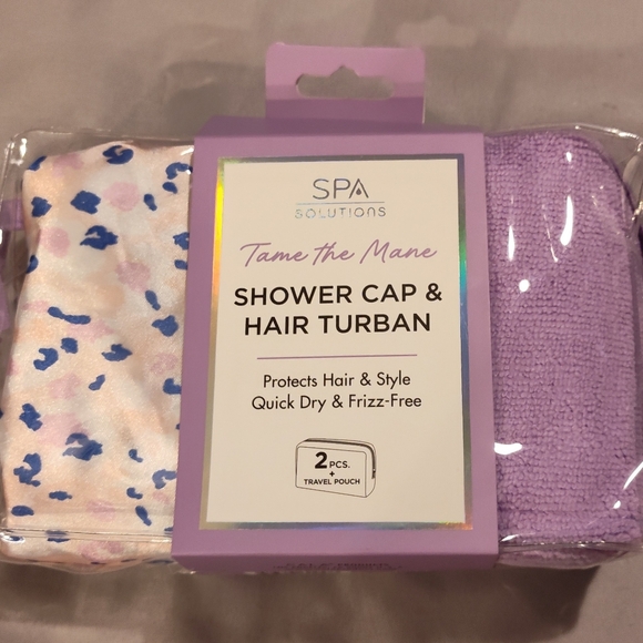 NWT! Spa Solutions Shower Cap & Turban Set - Picture 6 of 6